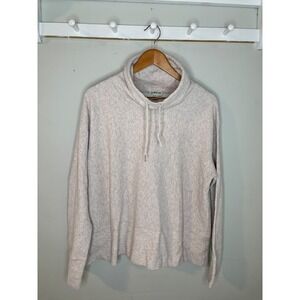 Orvis Pullover Womens XL Oatmeal Heather Cowl Neck Textured Cozy Sweater